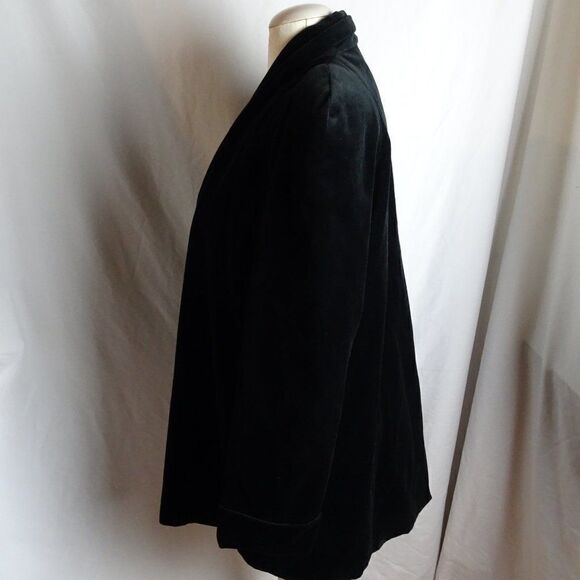 Vintage JS Collections Women Black Velvet Coat with Pockets Size M - Picture 2 of 12
